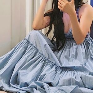 Halter blue 💙 dress 👗 with blue lace details